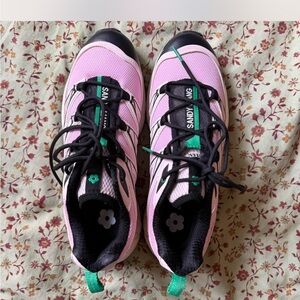 Sandy Liang Pink and Black Athletic Shoes with Green Accents